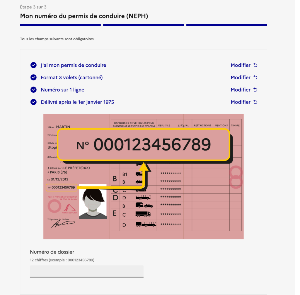 Où trouver son numéro NEPH à 12 chiffres sur le permis de conduire